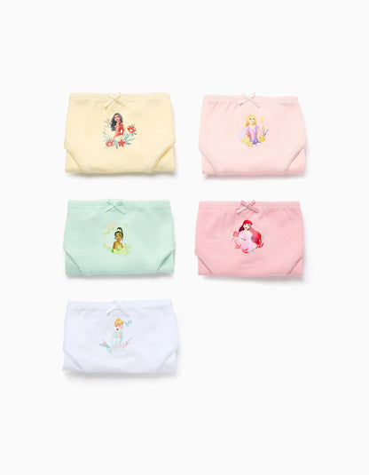 Pack of 5 Briefs for Newborn Girls 'Disney Princesses', Multicolour