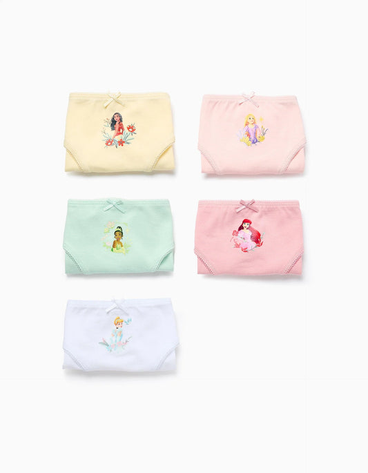 Pack of 5 Briefs for Newborn Girls 'Disney Princesses', Multicolour
