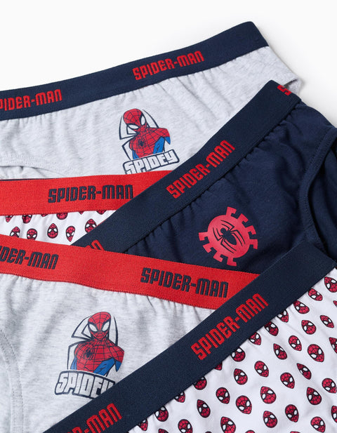 Pack of 5 Briefs for Boys 'Spiderman', Blue/White/Grey
