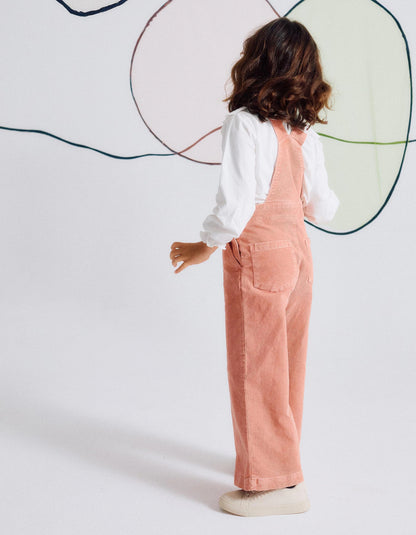 Wide Leg Corduroy Overalls for Girls, Pink