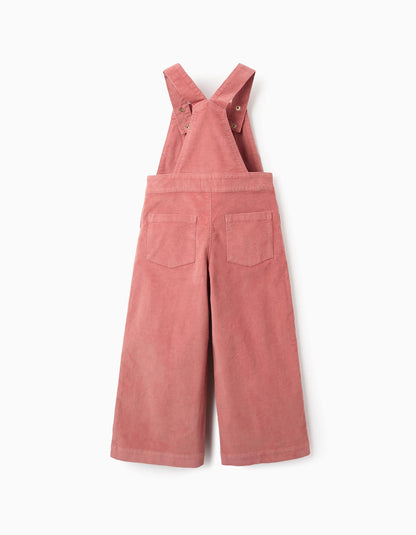 Wide Leg Corduroy Overalls for Girls, Pink