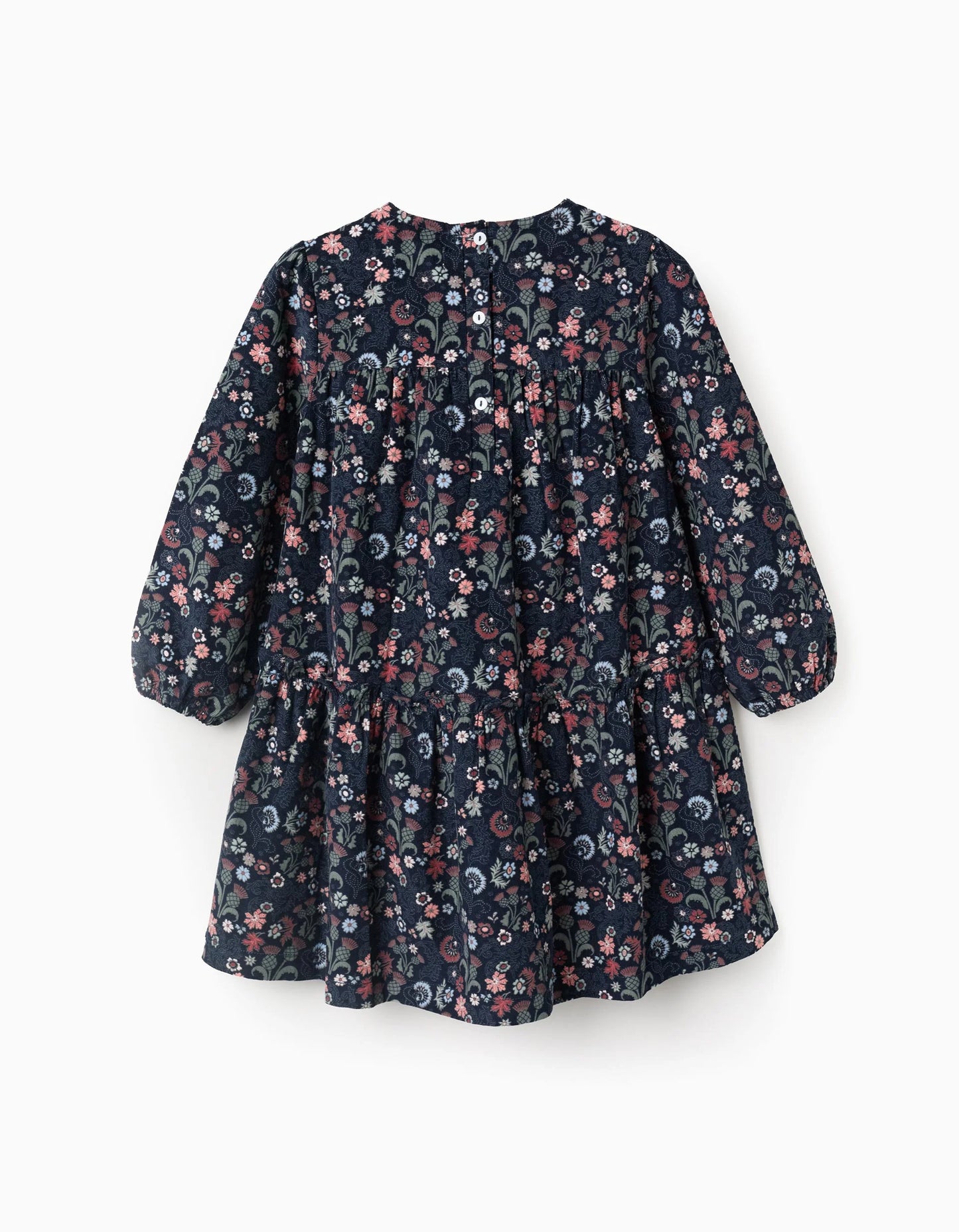 Floral Corduroy Cotton Dress for Girls 'B&S', Blue