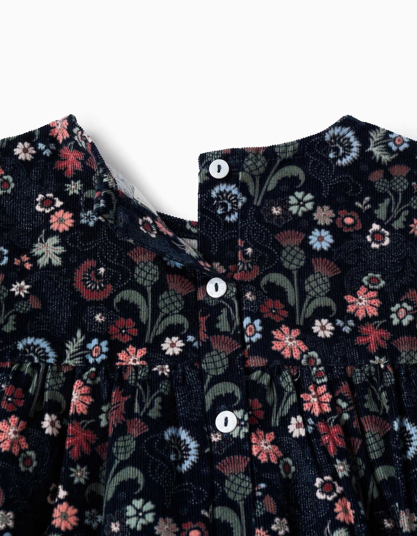 Floral Corduroy Cotton Dress for Girls 'B&S', Blue