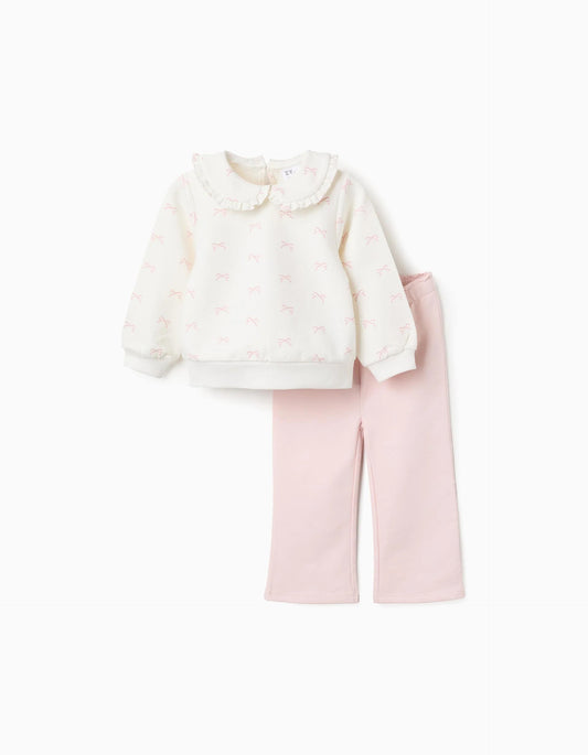 Tracksuit for Baby Girls 'Bows', White/Pink