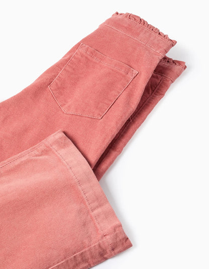 Wide Leg Corduroy Trousers for Girls, Pink