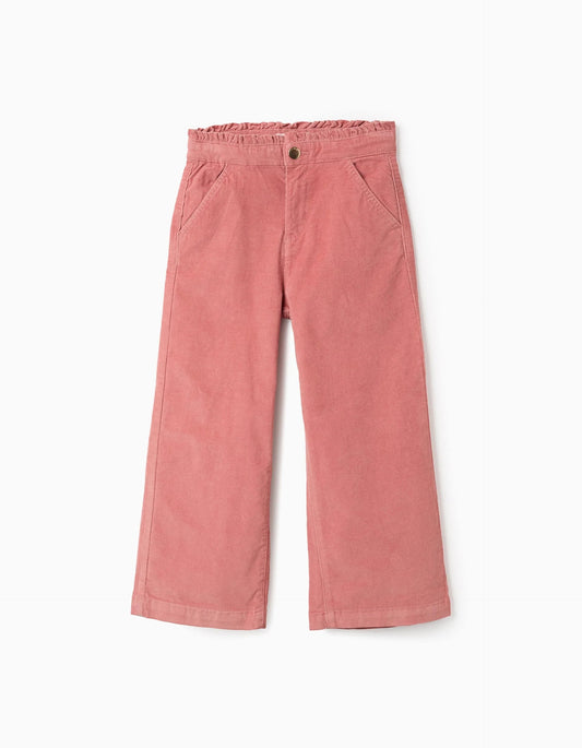 Wide Leg Corduroy Trousers for Girls, Pink
