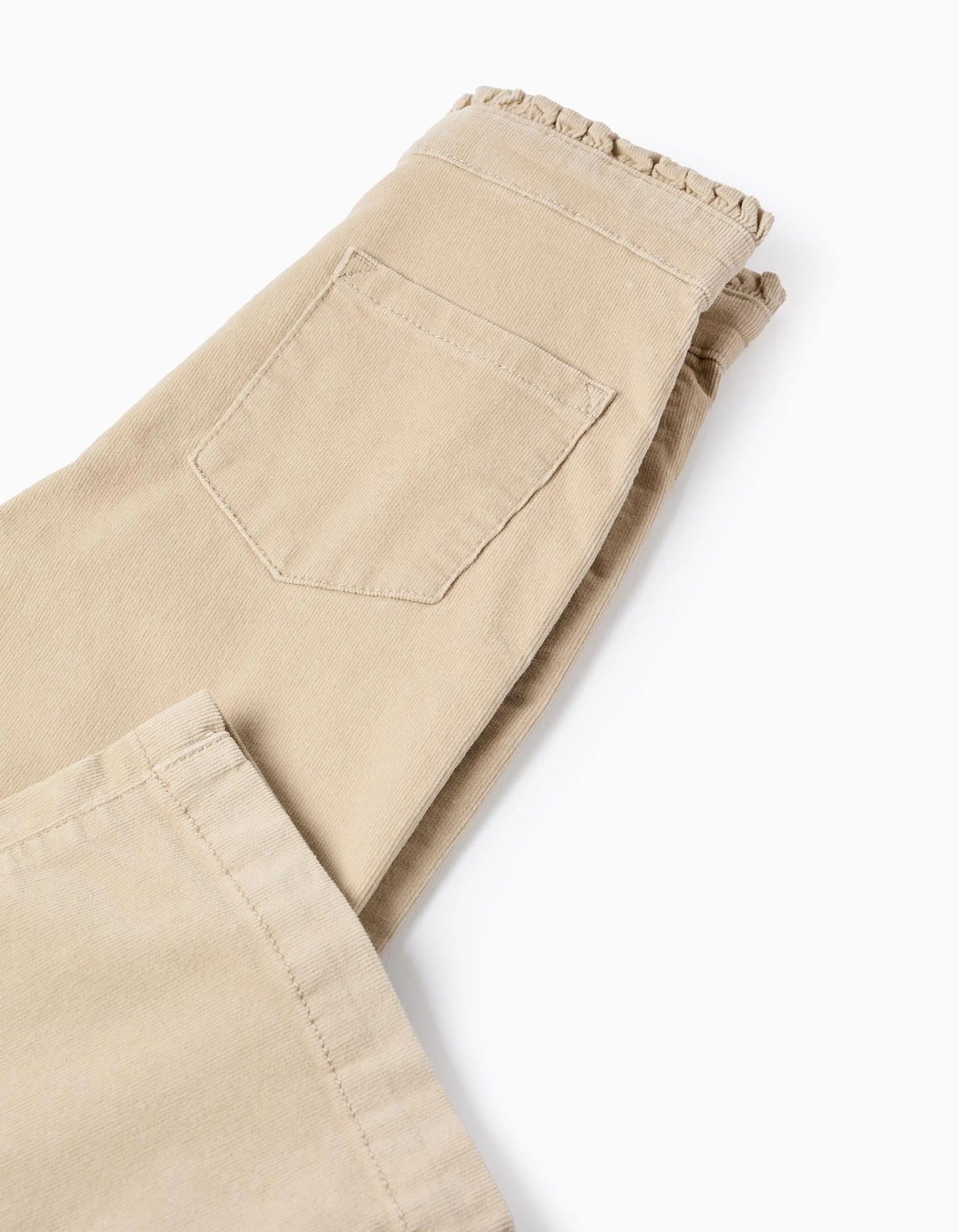 Wide Leg Corduroy Trousers for Girls, Beige