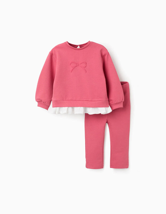 Tracksuit with Ruffles for Baby Girls 'Bow', Pink
