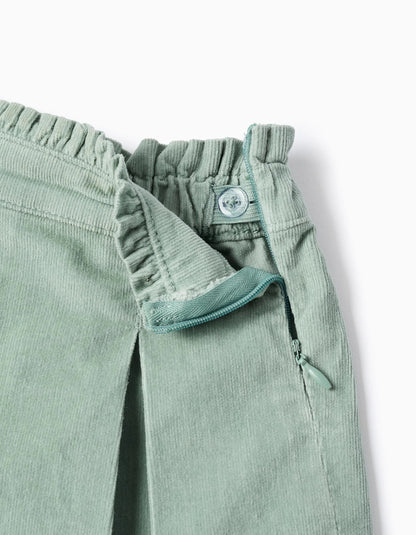 Bombazine Shorts with Ruffles and Clips for Baby Girl, Aqua Green
