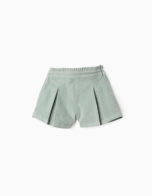 Bombazine Shorts with Ruffles and Clips for Baby Girl, Aqua Green