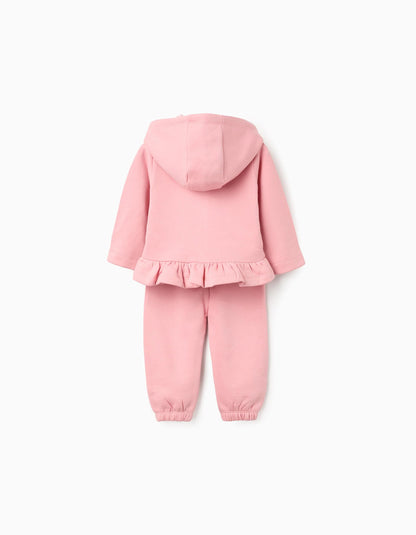 3-Piece Tracksuit Set for Baby Girls, Pink/White