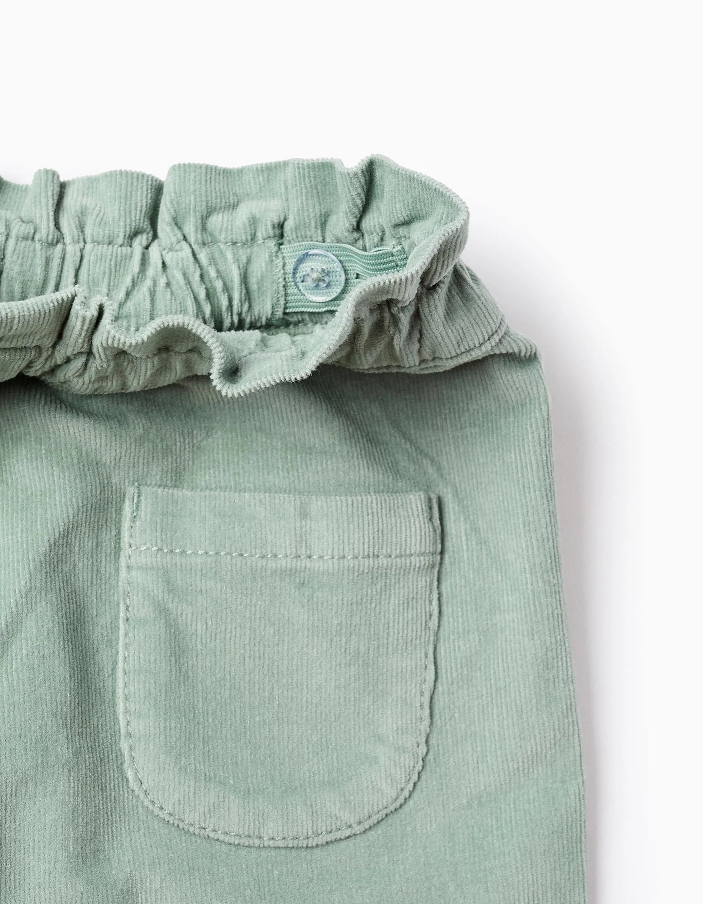 Corduroy Trousers with Paperbag Waist for Baby Girls, Green