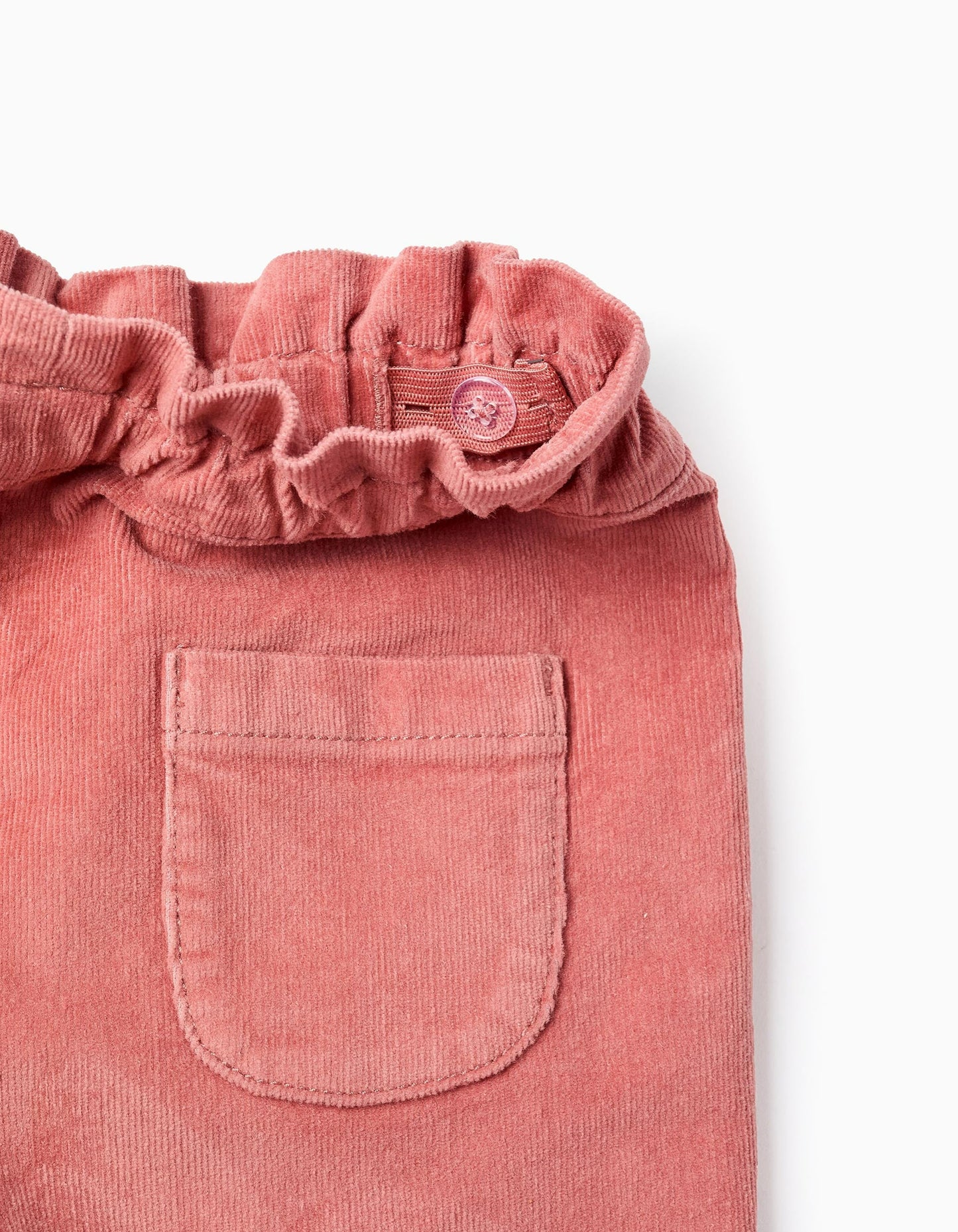 Corduroy Trousers with Paperbag Waist for Baby Girls, Pink