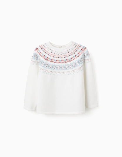 Jumper with Jacquard for Girls, White