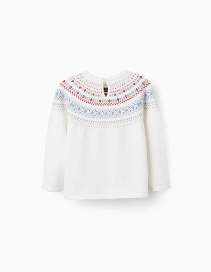 Jumper with Jacquard for Girls, White