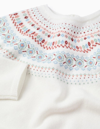 Jumper with Jacquard for Girls, White