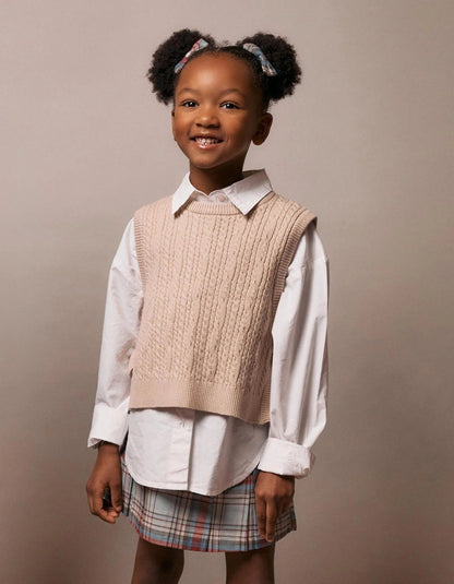 Knitted Waistcoat with Bows for Girls, Beige