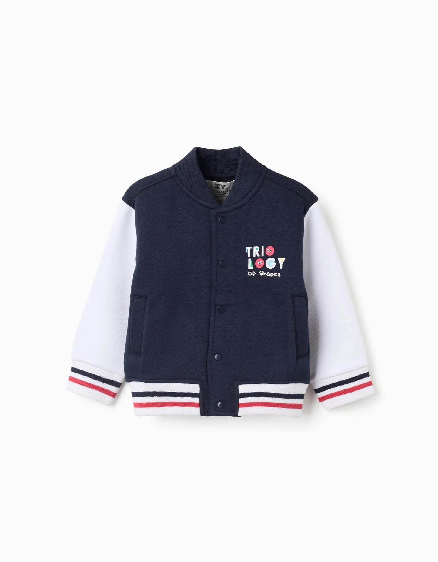 Brushed Bomber Jacket for Baby Boys 'Shapes', Blue/Red/Beige