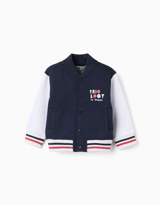Brushed Bomber Jacket for Baby Boys 'Shapes', Blue/Red/Beige