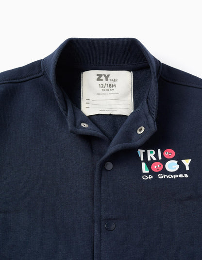 Brushed Bomber Jacket for Baby Boys 'Shapes', Blue/Red/Beige