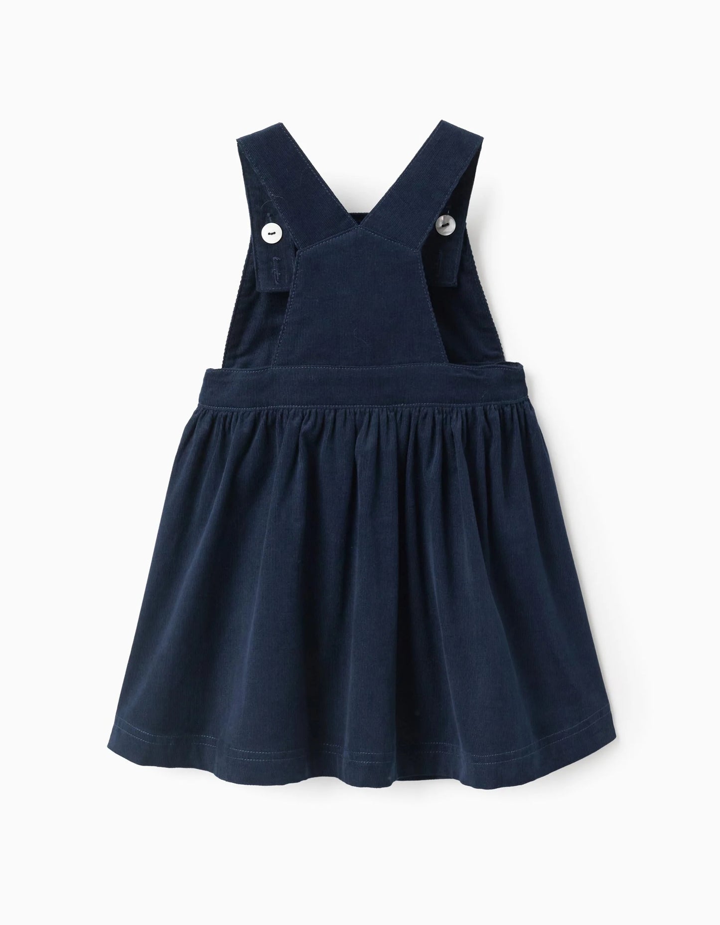Corduroy Pinafore Dress with Ruffles for Baby Girls, Dark Blue
