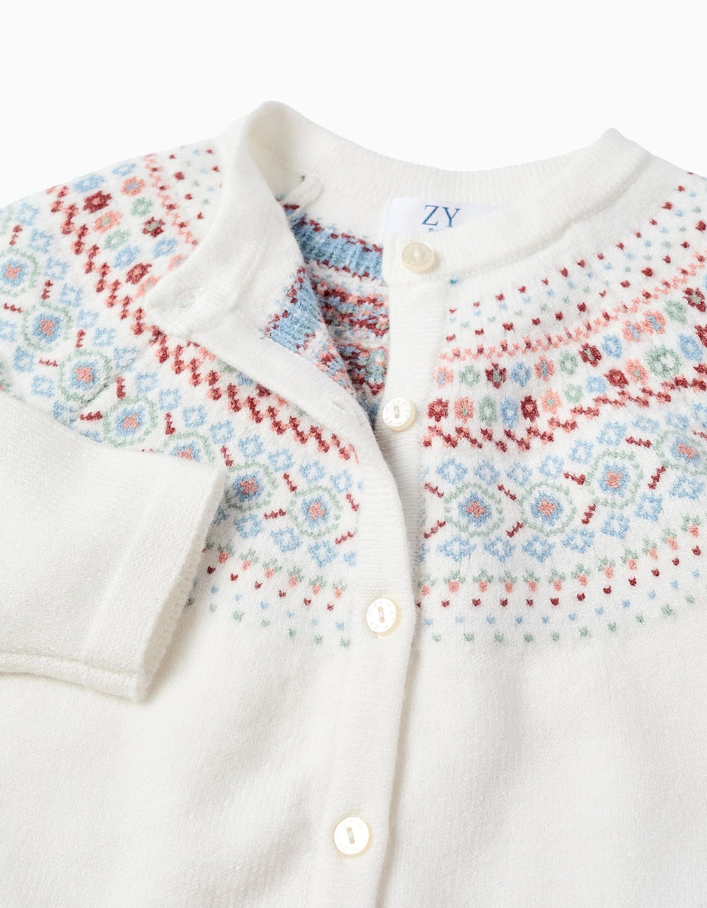 Cardigan with Jacquard for Baby Girls, White