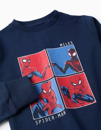 Long Sleeve Cotton T-shirt for Boys 'Spiderman', Blue