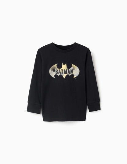 Batman long sleeve cotton T-shirt for boys, black/yellow
