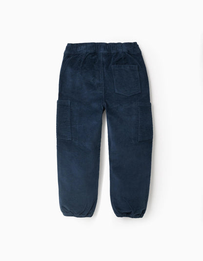 Cargo Corduroy Trousers for Boys 'Straight Fit', Dark Blue