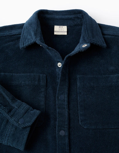 Corduroy Overshirt for Boys, Dark Blue