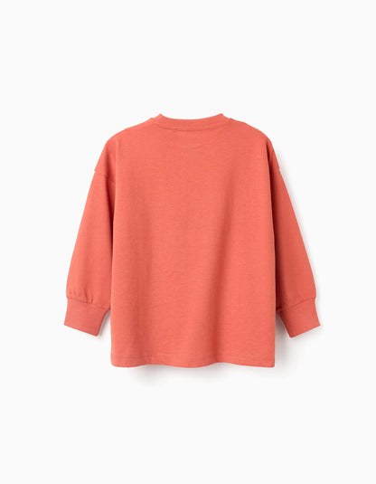 Long sleeve cotton T-shirt with print 'C' for boys, orange