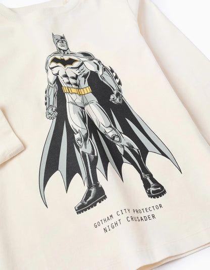 Long Sleeve Cotton T-Shirt for Boys 'Batman', Beige