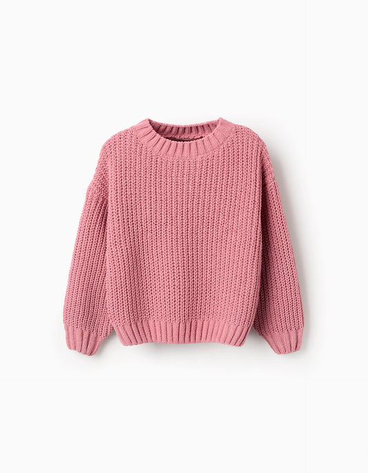 Chenille Knit Jumper for Girls, Pink