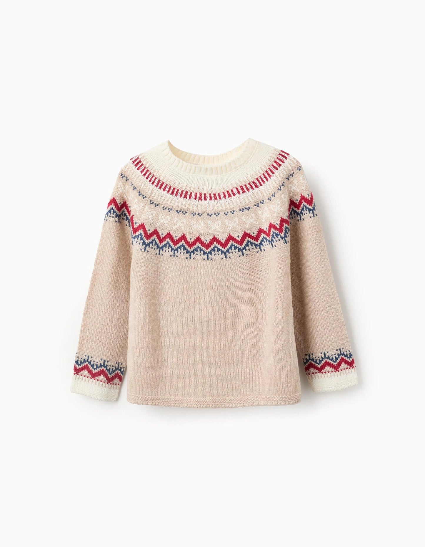 Jacquard Knitted Jumper for Girls, Beige
