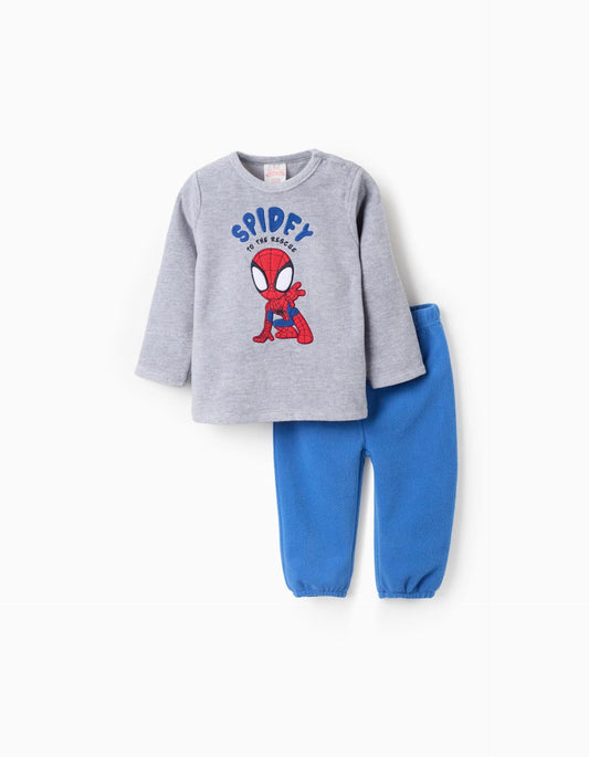 Polar Fleece Pyjamas for Baby Boys 'Spidey', Grey/Blue