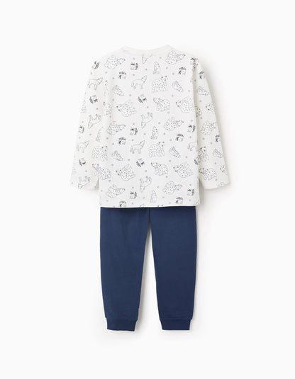 Cotton Jersey Pyjama for Boys 'Polar Bear', White/Blue