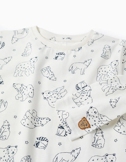 Cotton Jersey Pyjama for Boys 'Polar Bear', White/Blue