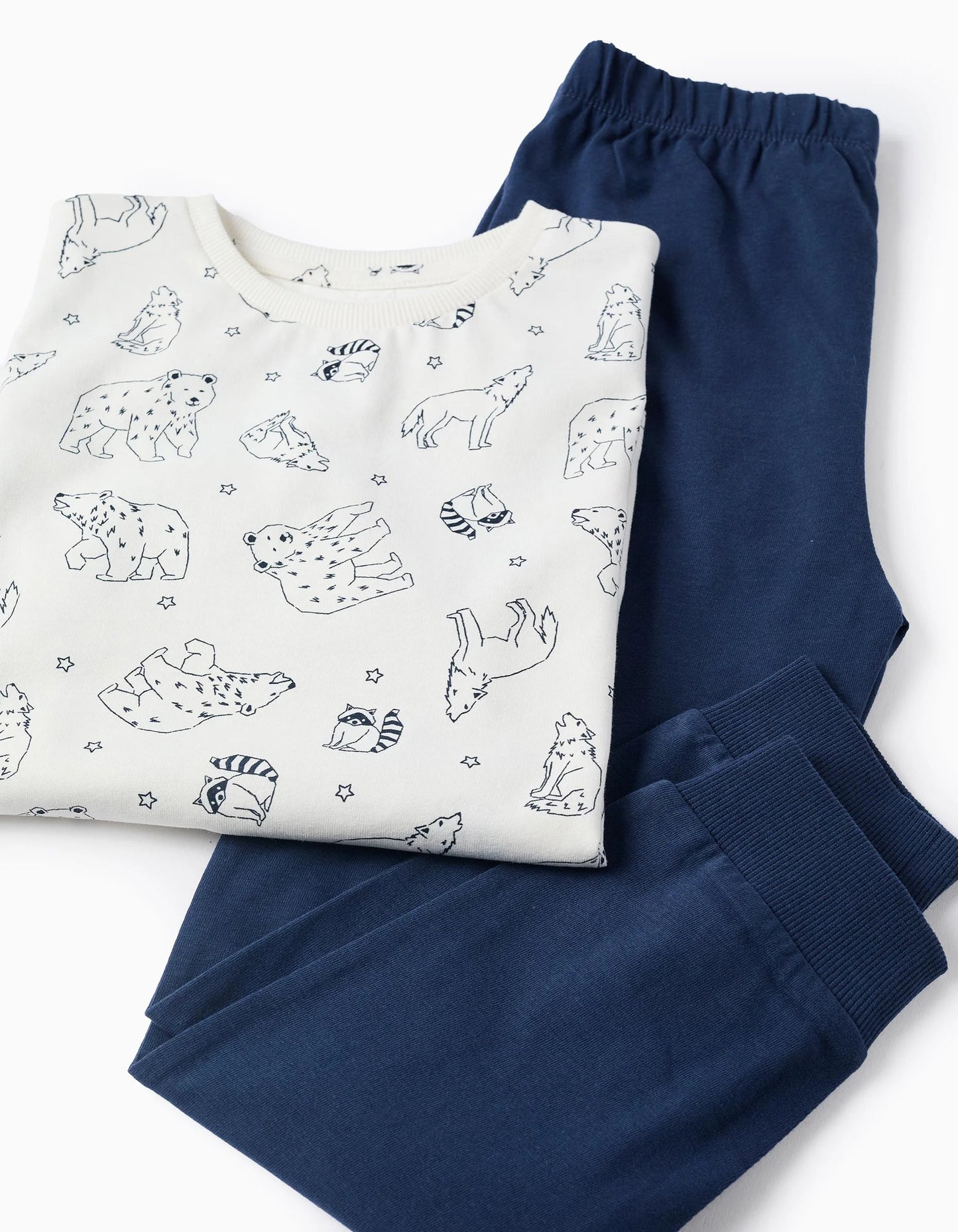 Cotton Jersey Pyjama for Boys 'Polar Bear', White/Blue
