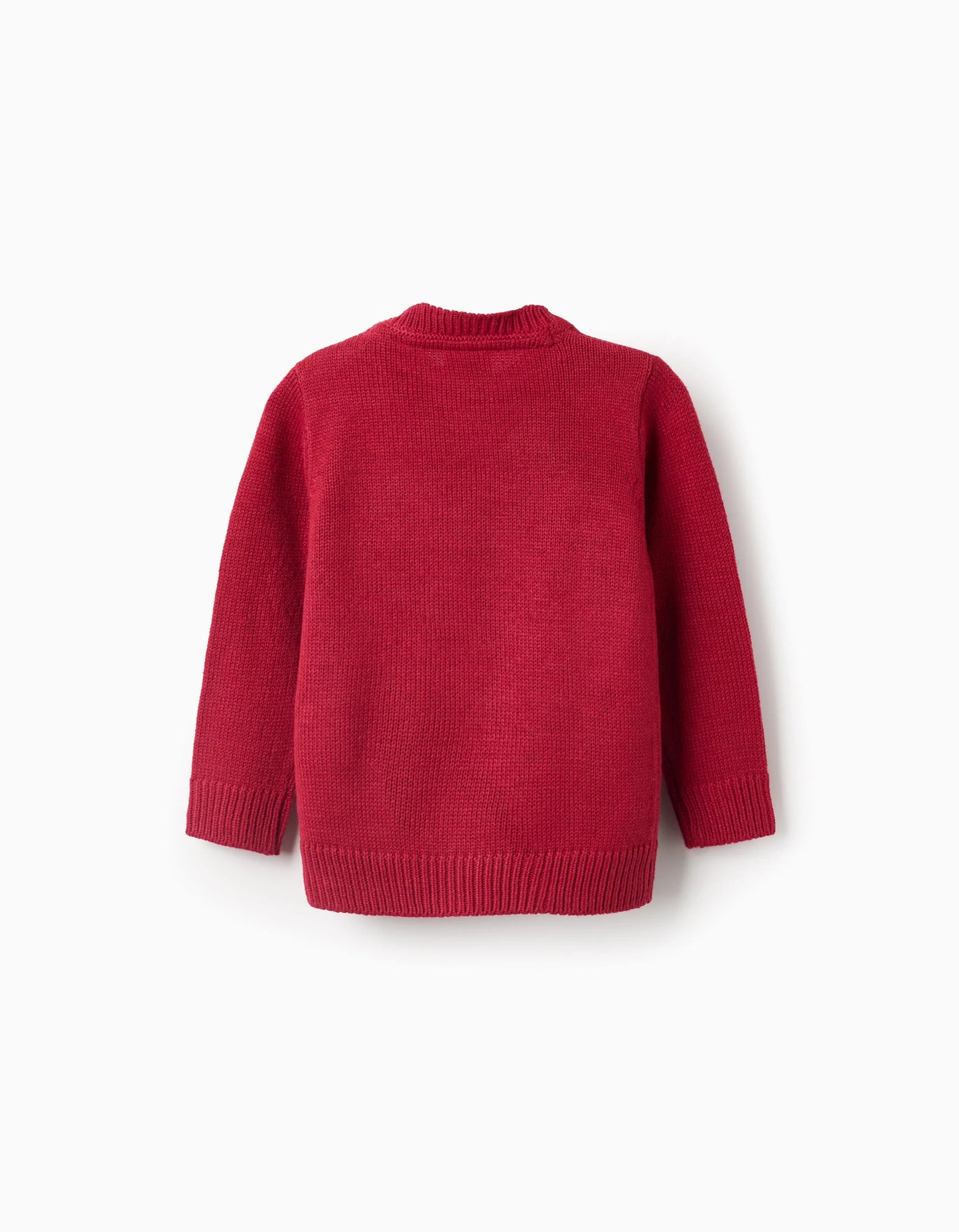 Knitted Jumper with Jacquard Reindeer for Baby Boys, Red