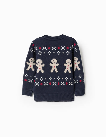 Christmas Jacquard Knitted Jumper for Baby Boys, Blue