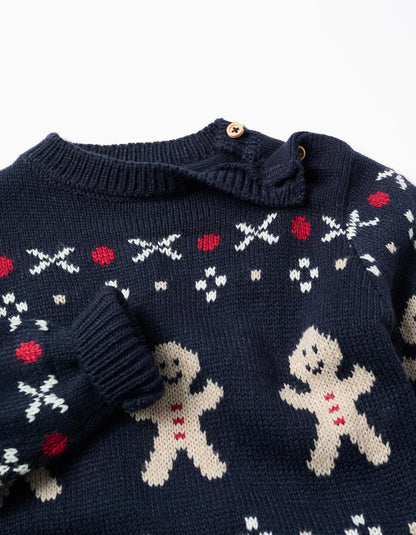 Christmas Jacquard Knitted Jumper for Baby Boys, Blue