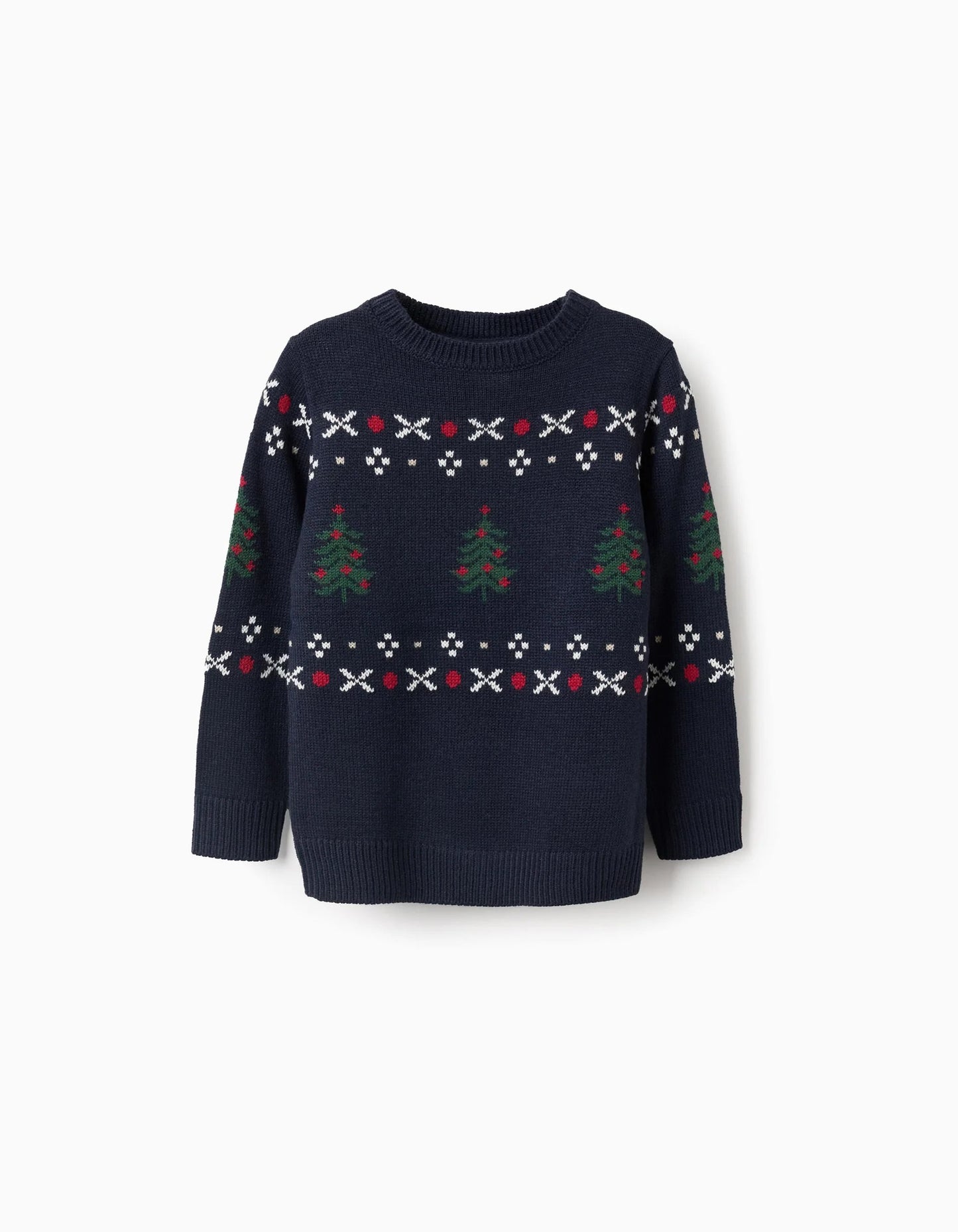 Christmas Tree Jacquard Knitted Jumper for Boys, Blue