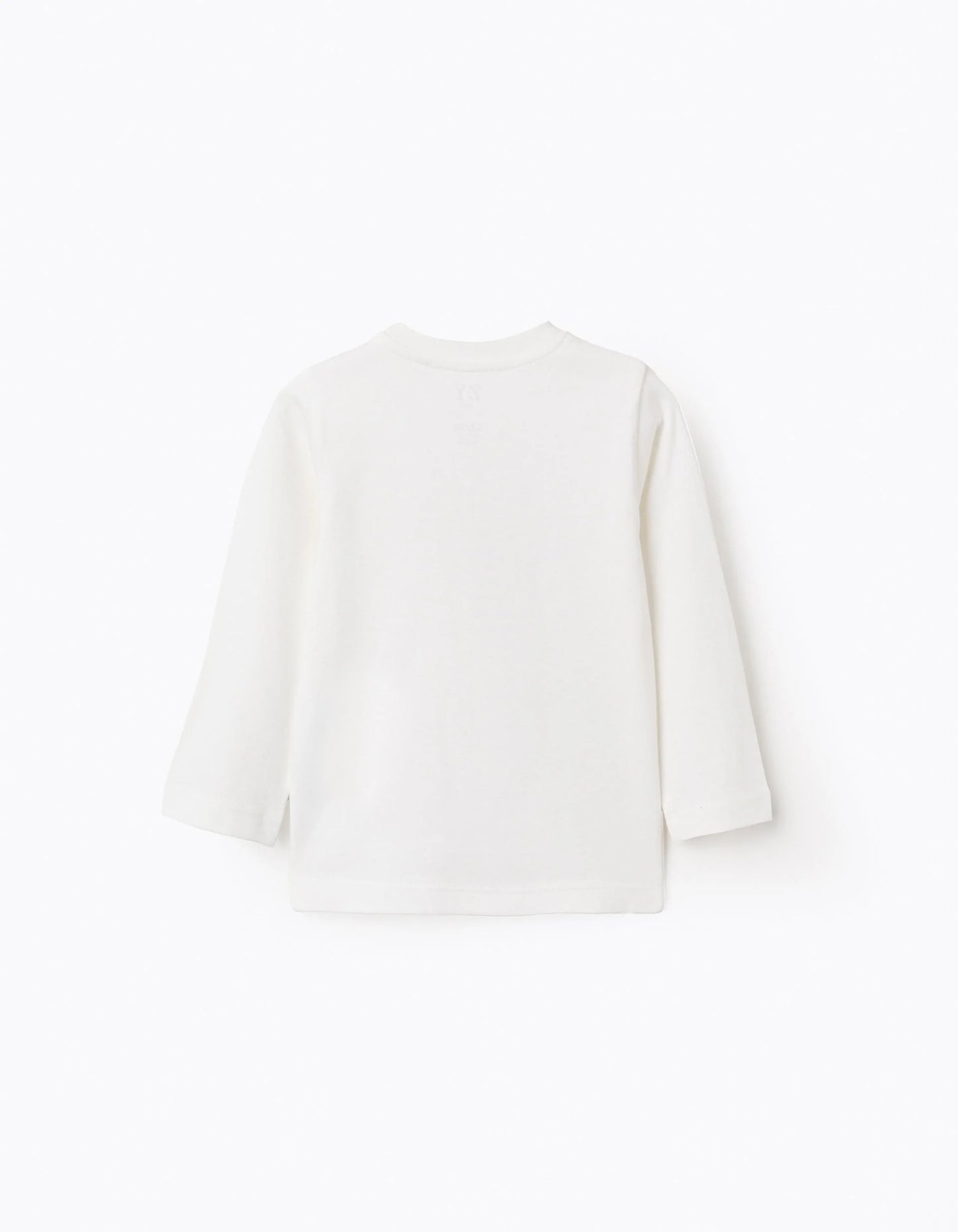 Long Sleeve Cotton T-shirt 'ZY' for Baby Boys, White