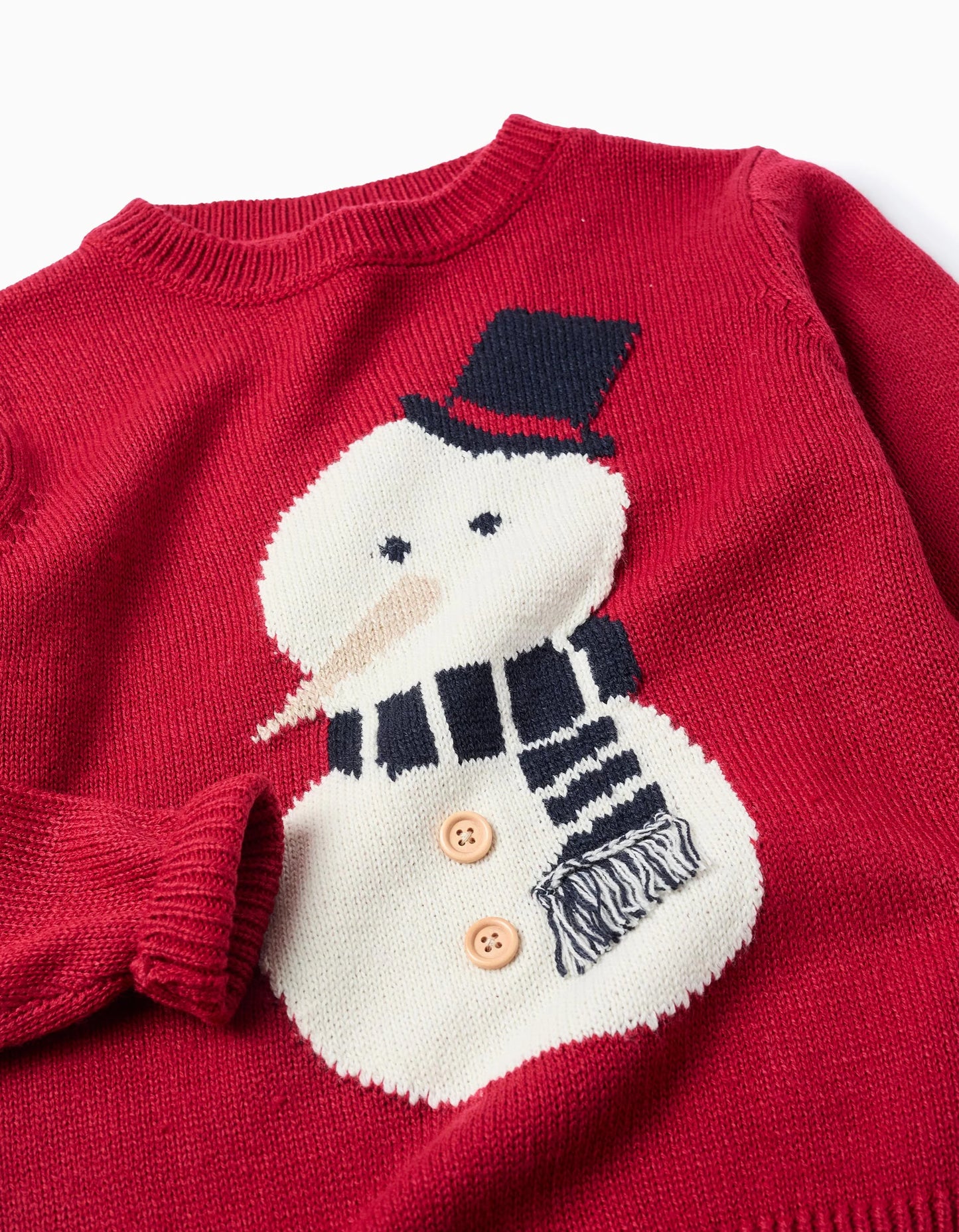 Christmas Snowman Jacquard Knitted Jumper for Boys, Red