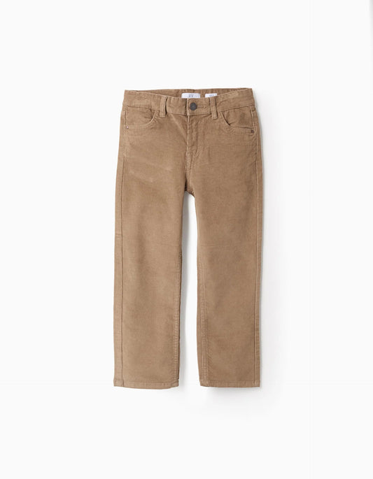 Corduroy Trousers 'Slim Fit' for Boys, Dark Beige