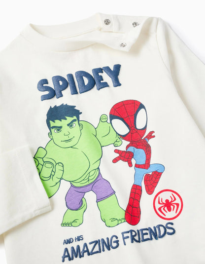 Long Sleeve T-shirt for Baby Boys 'Spidey', Light Beige