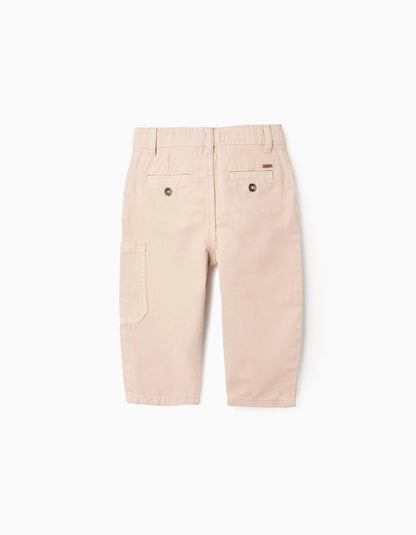 Cotton Cargo Trousers for Baby Boys, Beige