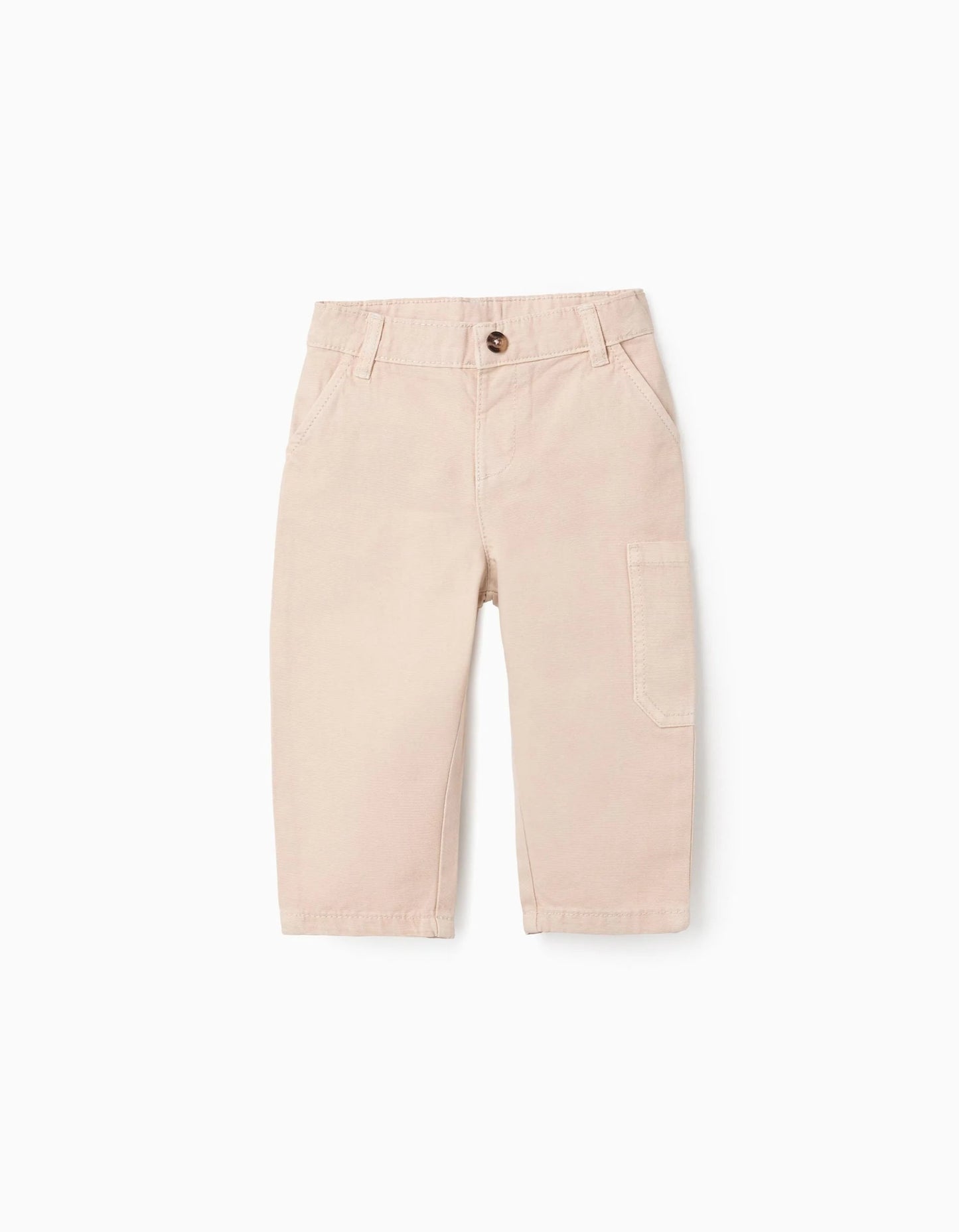 Cotton Cargo Trousers for Baby Boys, Beige