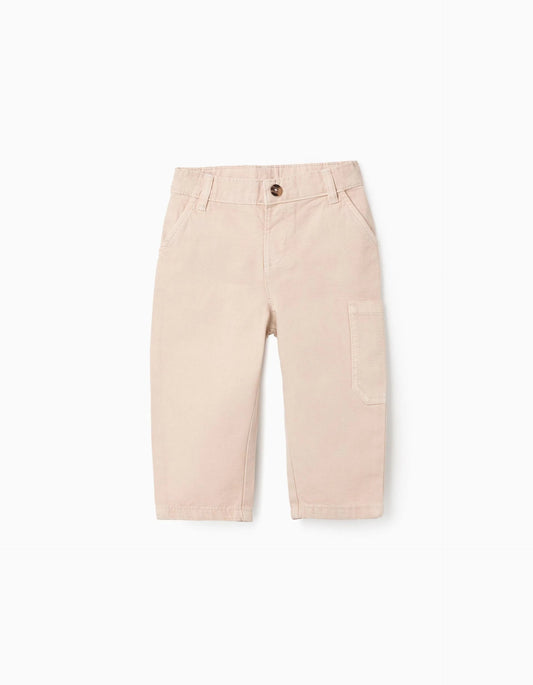 Cotton Cargo Trousers for Baby Boys, Beige