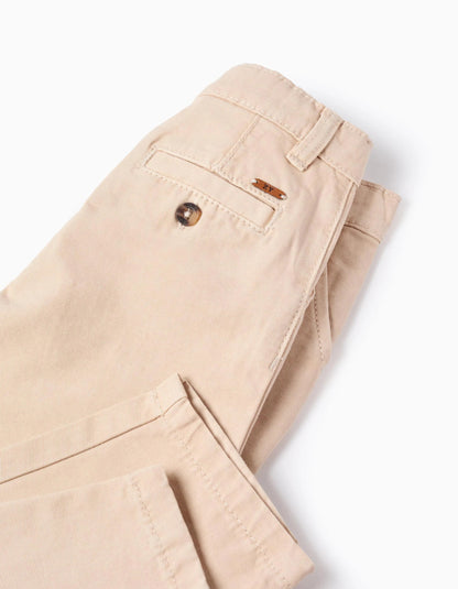 Cotton Cargo Trousers for Baby Boys, Beige
